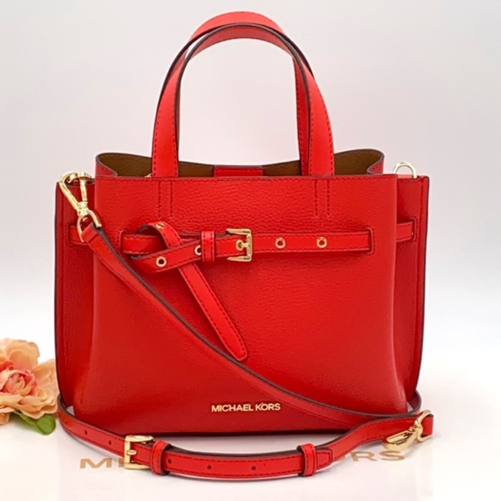 MICHAEL KORS EMILIA SMALL SATCHEL DARK SANGRIA - Picture 1 of 16